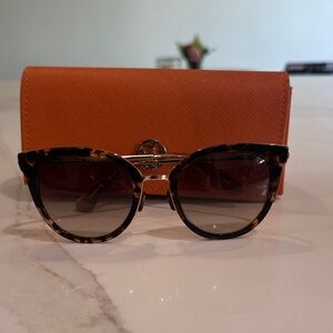 Tory Burch Tortoise Cat-Eye Sunglasses with Orange Case